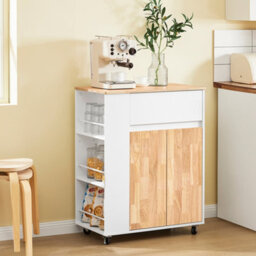 Sobuy Fkw132-Nw, Rolling Kitchen Storage Islands Carts Storage Trolley With Rubberwood Worktop,w70Xd40Xh90 - thumbnail 6