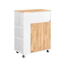 Sobuy Fkw132-Nw, Rolling Kitchen Storage Islands Carts Storage Trolley With Rubberwood Worktop,w70Xd40Xh90 - thumbnail 1