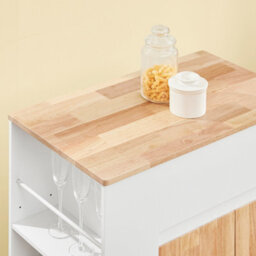 Sobuy Fkw132-Nw, Rolling Kitchen Storage Islands Carts Storage Trolley With Rubberwood Worktop,w70Xd40Xh90 - thumbnail 8