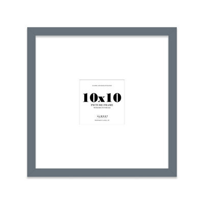 "10X10"" Grey Picture Frame - 10X10"" Square Frame With 6X6"" Mount For 10X10""/6X6"" Pictures Luxurious Style Thin Edge, 1 Pack" - image 1