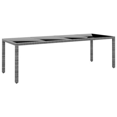 Berkfield Garden Table 250X100X75 Cm Tempered Glass And Poly Rattan Grey - image 1