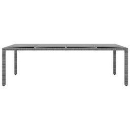 Berkfield Garden Table 250X100X75 Cm Tempered Glass And Poly Rattan Grey - thumbnail 2