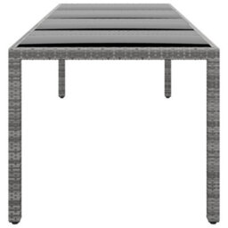 Berkfield Garden Table 250X100X75 Cm Tempered Glass And Poly Rattan Grey - thumbnail 3