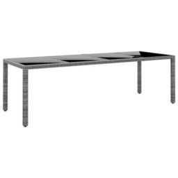 Berkfield Garden Table 250X100X75 Cm Tempered Glass And Poly Rattan Grey - thumbnail 1