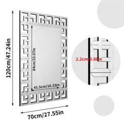 Artloge 120X70Cm Venetian Wall Mirror Decorative Frameless Beveled Edge Mirror, Vertical Or Horizontal Hanging - thumbnail 2
