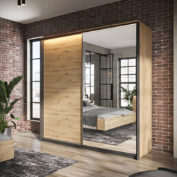 Arte Quant 01 Mirrored Sliding Door Wardrobe,(H)2210mm (W)2200mm (D)680mm - Ample Storage With Hanging Rails And Shelves - thumbnail 1