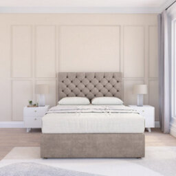 "Sloomy 3Ft Mayfair Divan Bed Base Pebble Plush ,no Drawers & 26"" Struts Headboard - Single" - thumbnail 2