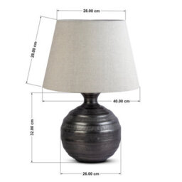 Large Antique Bronze And Silver Grey Metal Table Lamp With Fabric Shade 61X40X40Cm - thumbnail 4