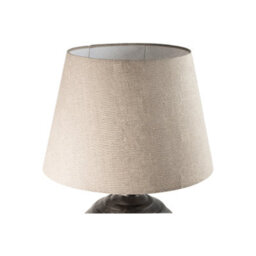 Large Antique Bronze And Silver Grey Metal Table Lamp With Fabric Shade 61X40X40Cm - thumbnail 2