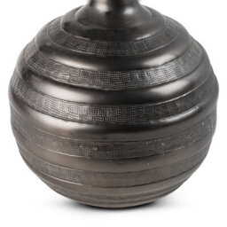 Large Antique Bronze And Silver Grey Metal Table Lamp With Fabric Shade 61X40X40Cm - thumbnail 3