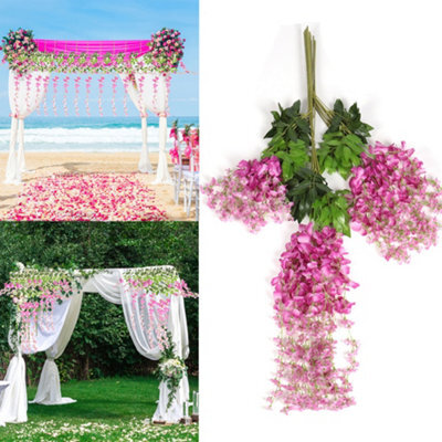 Living And Home Set Of 12 Purple Artificial Hanging Flowers Simulation Wisteria Flowers Wedding Decor - image 1