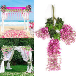 Living And Home Set Of 12 Purple Artificial Hanging Flowers Simulation Wisteria Flowers Wedding Decor - thumbnail 1