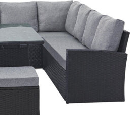 Evre 9 Seat Marylin Corner Sofa & Dining Rattan Garden Furniture Set For Indoor Outdoor Patios Gardens Conservatories Black - thumbnail 6