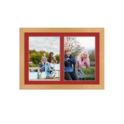 AK Frames 20X14 Country Pine Classic Multi Photo Frame With Crimson Mount - Holds 2 Apertures (2X) A4 Photos