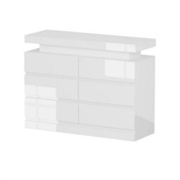 6 Drawer White High Gloss Bedside Table Cabinet Led Rgb Light Storage - thumbnail 5