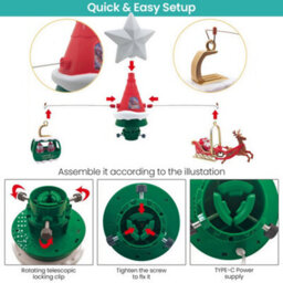 Neel Blue Animated Christmas Tree Topper With Rotating Led Star Light - 1Pc - thumbnail 3