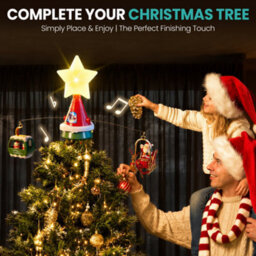 Neel Blue Animated Christmas Tree Topper With Rotating Led Star Light - 1Pc - thumbnail 8