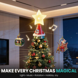 Neel Blue Animated Christmas Tree Topper With Rotating Led Star Light - 1Pc - thumbnail 9