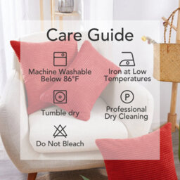 Deconovo Set Of 2 Corduroy Cushion Covers 50Cm X 50Cm, 20X20 Inches Grid Throw Pillow Casess For Kitchen Chairs(Red, 2 Pieces) - thumbnail 4