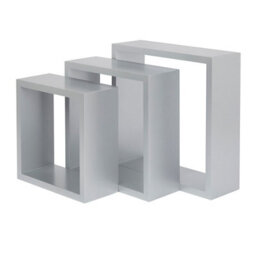 GoodHome Rigga Silver Effect Cube Shelf (L)30Cm X (D)9.8Cm, Set Of 3