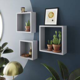 GoodHome Rigga Silver Effect Cube Shelf (L)30Cm X (D)9.8Cm, Set Of 3 - thumbnail 4