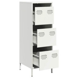 Berkfield Highboard White 39X35X103.5 Cm Steel - thumbnail 4