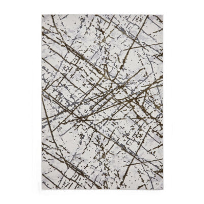 Gold Silver Abstract Marble Metallic Rug, 11mm Thick Stain-Resistant Rug, Modern Rug For Dining Room-80Cm X 150Cm - image 1