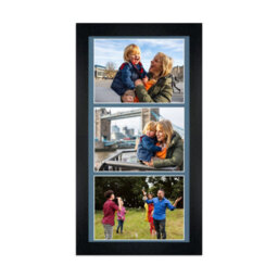 AK Frames 16X8 Black Modern Multi Photo Frame With Pompadour Mount - Holds 3 Apertures (3X) 7X5 Photos - thumbnail 1