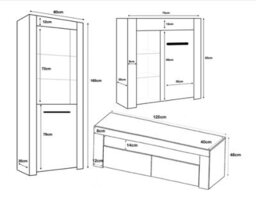 Furneo High Gloss & Matt White Living Room Set Tv Stand Sideboard Display Cabinet Milano White Led Lights - thumbnail 3