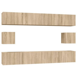 Berkfield Classic 6 Piece Tv Cabinet Set Sonoma Oak Engineered Wood - thumbnail 1