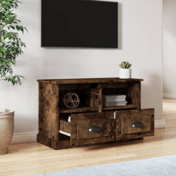 Berkfield Tv Cabinet Smoked Oak 80X35X50 Cm Engineered Wood - thumbnail 3