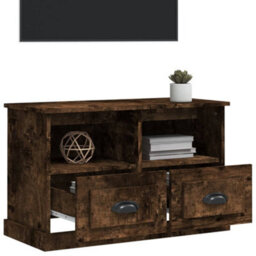 Berkfield Tv Cabinet Smoked Oak 80X35X50 Cm Engineered Wood - thumbnail 4