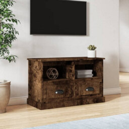 Berkfield Tv Cabinet Smoked Oak 80X35X50 Cm Engineered Wood - thumbnail 1