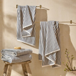 Yard Hebden Striped 100% Cotton Xl Bath Sheet, Mineral Blue, 100 X 180Cm - thumbnail 4