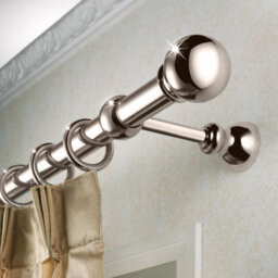 Ameha Plain Metal Curtain Pole,70-120 Cm Extendable Curtain Rod, Brushed Silver Ball 60mm Classic Finials - thumbnail 2