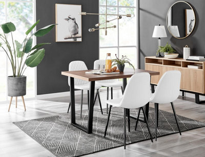 Furniturebox Uk Kylo Brown Wood Effect Dining Table & 4 White Corona Black Leg Chairs - image 1