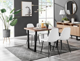 Furniturebox Uk Kylo Brown Wood Effect Dining Table & 4 White Corona Black Leg Chairs - thumbnail 1