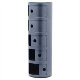 Grey - 5Tiers Cylindrical Round Storage Cabinet Cupboard Shelf Side End Table Shelf - thumbnail 1