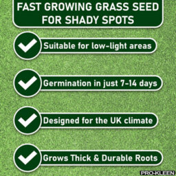 Pro-Kleen Grass Seed For Shady Areas2 X 5Kg Covers 600M2 Fast Growing Hard Wearing For New Lawns, Overseeding And Patch Repair - thumbnail 2