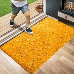 Ameha Ochre Shaggy Area Rugs For Living Room &bedroom 60X110Cm- Anti-Slip, Super Soft Fluffy Shaggy Rug -Thick Pile, Luxury Decorative - thumbnail 4