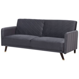 Beliani Sofa Bed 3 Seater Senja Velvet Grey - thumbnail 5