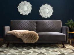 Beliani Sofa Bed 3 Seater Senja Velvet Grey - thumbnail 2