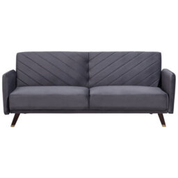 Beliani Sofa Bed 3 Seater Senja Velvet Grey