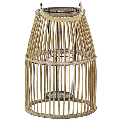 Beliani Lantern Hoste Bamboo 32 Cm Beige - image 1