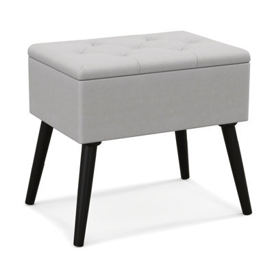 Costway Velvet Storage Ottoman Rectangular Vanity Foot Stool With Flip Top-Grey - image 1