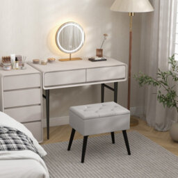 Costway Velvet Storage Ottoman Rectangular Vanity Foot Stool With Flip Top-Grey - thumbnail 5