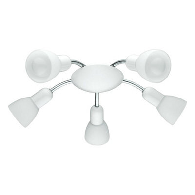 Eglo Dakar Chrome And White Led 5 Bulb Ceiling Spotlight Satin Glass Warm White 1600 Lumens - image 1
