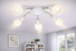 Eglo Dakar Chrome And White Led 5 Bulb Ceiling Spotlight Satin Glass Warm White 1600 Lumens - thumbnail 2