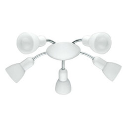 Eglo Dakar Chrome And White Led 5 Bulb Ceiling Spotlight Satin Glass Warm White 1600 Lumens