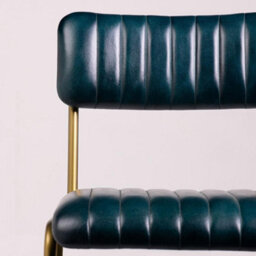 Where Saints Go Ltd Diner Bar Stools, Pack Of 2, Blue Ribbed Buffalo Leather, Antique Brass Metal Frames By Where Saints Go - thumbnail 6